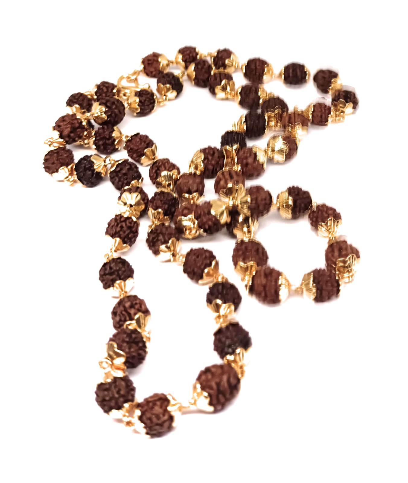 Rudraksha mala gold caping