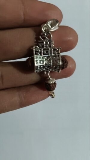 mahakal locket silver me 5 mukhi rudraksha ke sath - Image 2